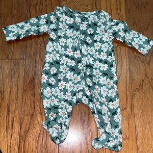 Carters green floral footie pajamas